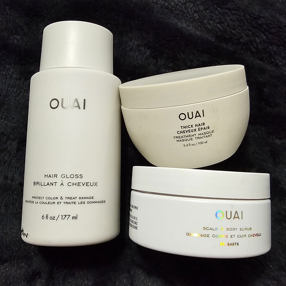OUAI Hair Gloss and Treatment Set - Cream and White